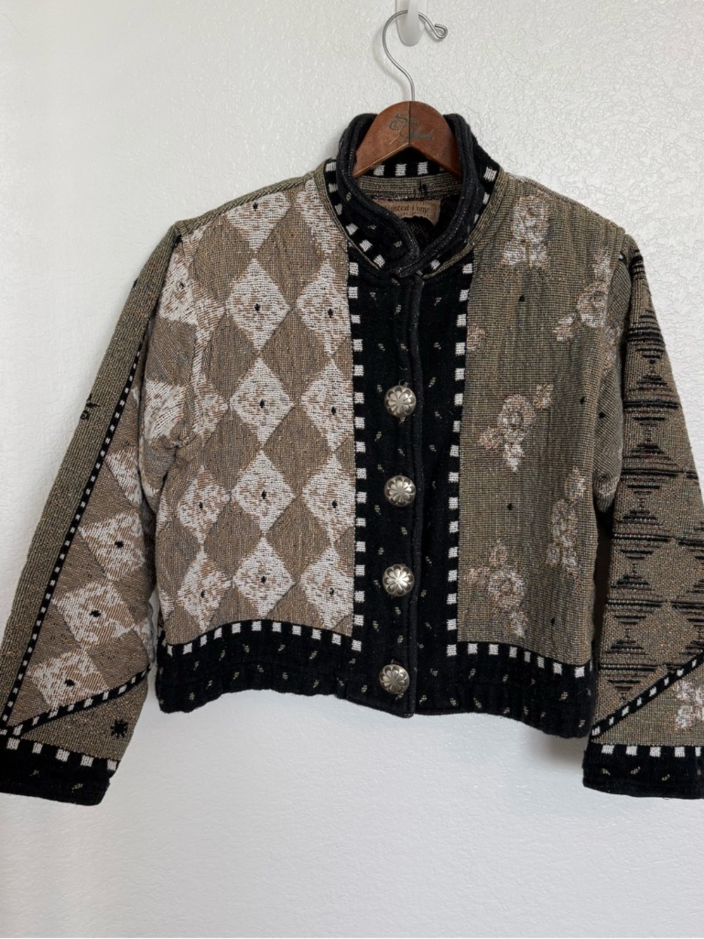 VTG Painted Pony Tapestry Jacket Southwestern Western Boho Concho Button Coat